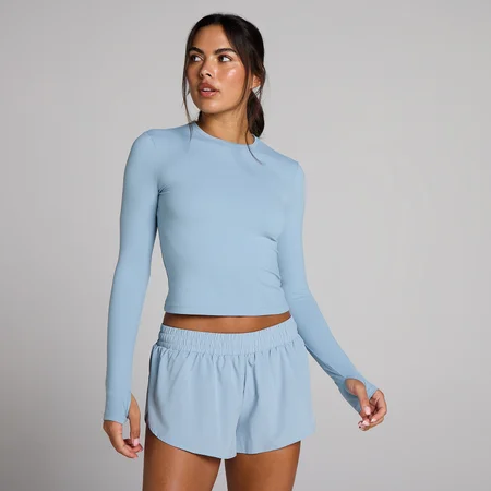 Top cu Mâneci Lungi și Găuri pentru Degete MP Tempo pentru Femei - Albastru Denim