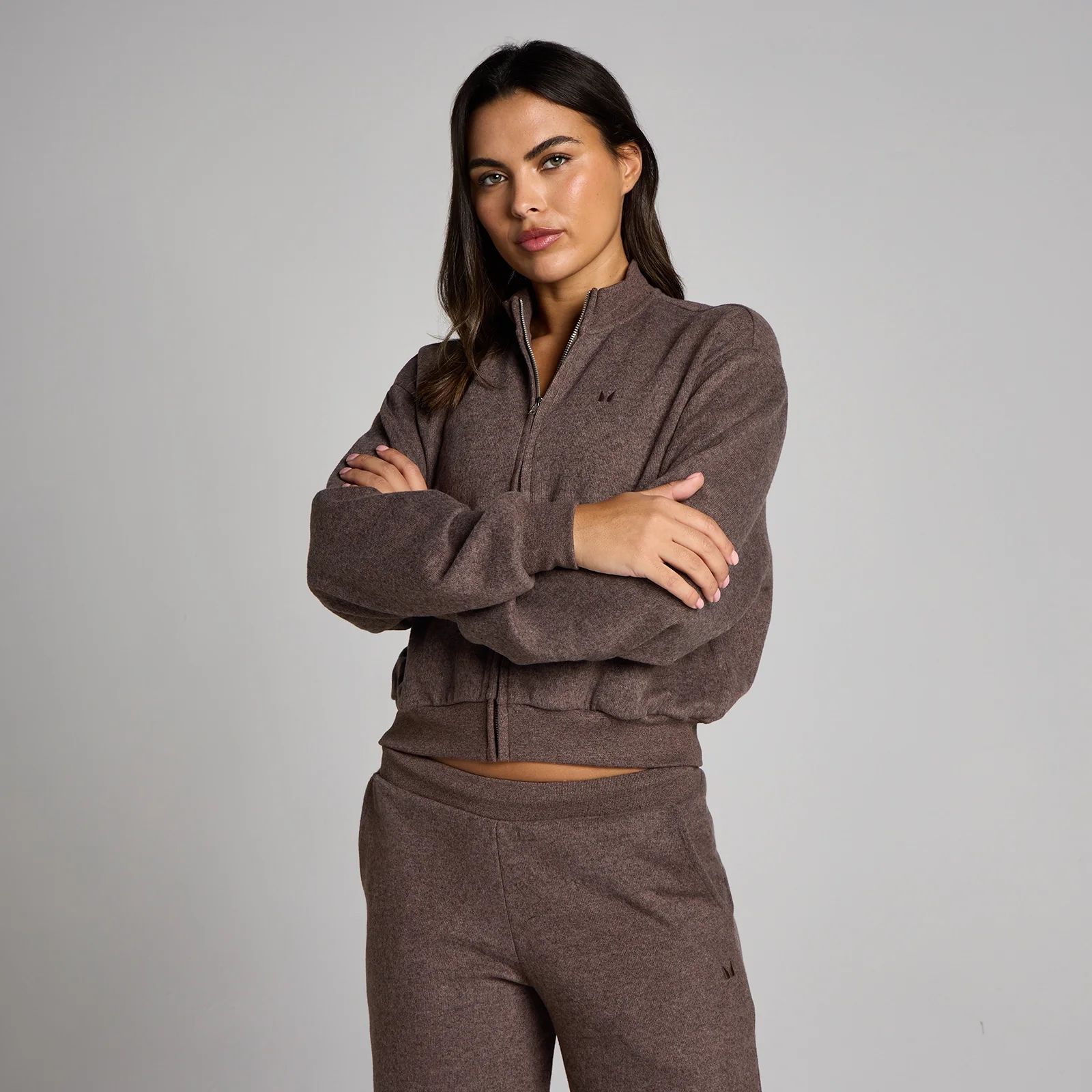 Geacă Bomber cu Fermoar MP Soft Touch pentru Femei - Cacao Marled - XS Imagine 1