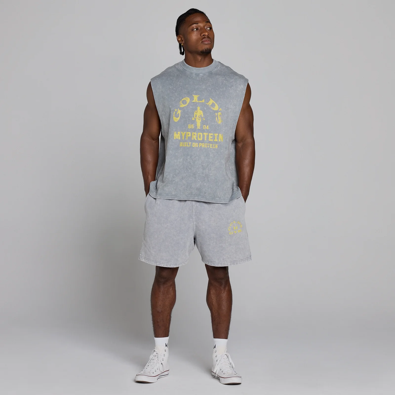 MP X Gold's de Bărbați Washed Graphic Oversized Sweat Pantaloni Scurți - Steel Blue - XS Imagine 5